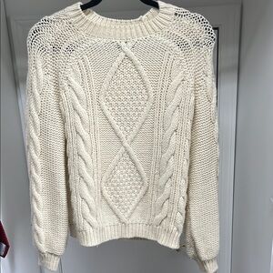 Nordstrom Cream Cable Knit Crew Neck Sweater